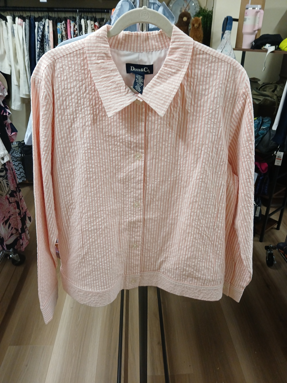 Denim&Co Pink Seersucker Jacket
